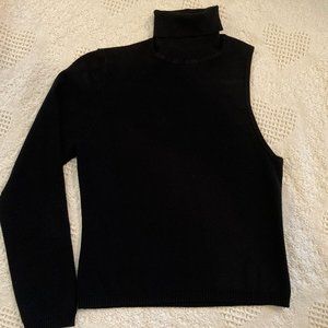 Moda International one shoulder turtleneck sweater black size S
